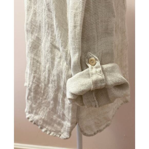 FLAX 100% Linen Rolled Sleeve Lightweight Oversized Tunic Top Size M - Picture 4 of 6